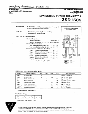 D1585 Datasheet PDF New Jersey Semiconductor