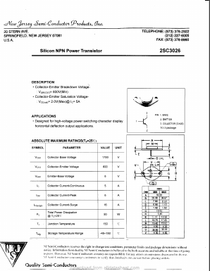2SC3026 Datasheet PDF New Jersey Semiconductor