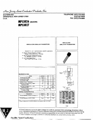 MPS3826 Datasheet PDF New Jersey Semiconductor