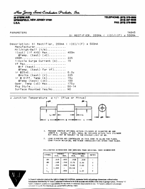 1N645 Datasheet PDF New Jersey Semiconductor
