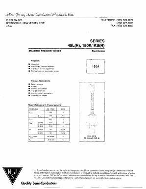 150KSR10A Datasheet PDF New Jersey Semiconductor