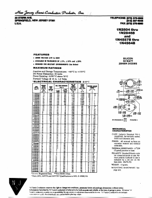 1N2821B Datasheet PDF New Jersey Semiconductor