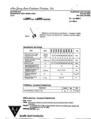 1N3491 Datasheet PDF New Jersey Semiconductor