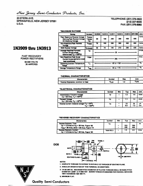 1N3909 Datasheet PDF New Jersey Semiconductor