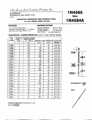1N4580 Datasheet PDF New Jersey Semiconductor