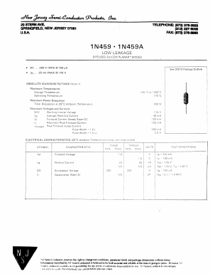 1N459 Datasheet PDF New Jersey Semiconductor