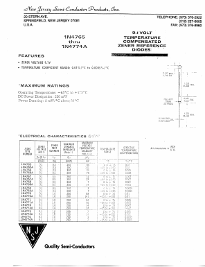 1N4771A Datasheet PDF New Jersey Semiconductor