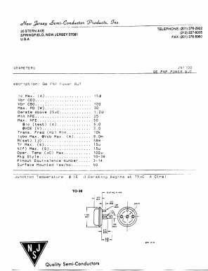 2N1100 Datasheet PDF New Jersey Semiconductor