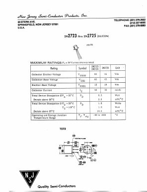 2N2724 Datasheet PDF New Jersey Semiconductor
