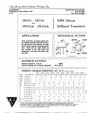 2N332A Datasheet PDF New Jersey Semiconductor