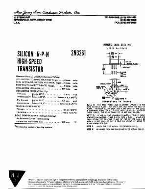 2N3261 Datasheet PDF New Jersey Semiconductor