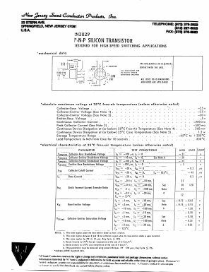 2N3829 Datasheet PDF New Jersey Semiconductor