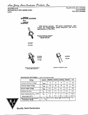 2N3924 Datasheet PDF New Jersey Semiconductor