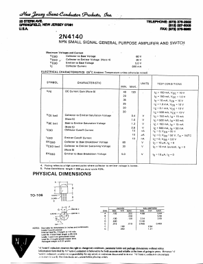 2N4140 Datasheet PDF New Jersey Semiconductor