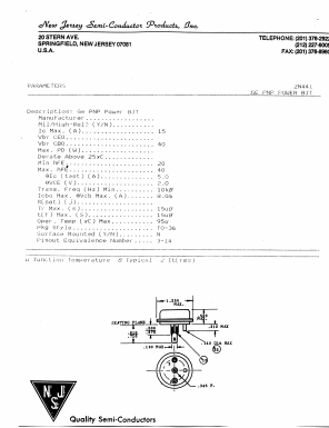 2N441 Datasheet PDF New Jersey Semiconductor