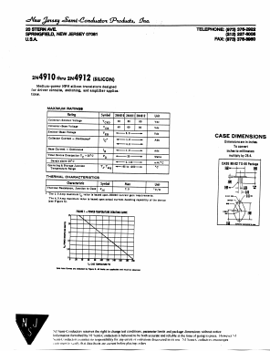 2N4910 Datasheet PDF New Jersey Semiconductor