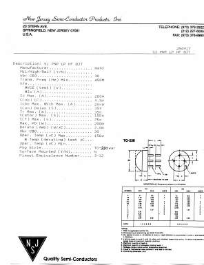 2N4917 Datasheet PDF New Jersey Semiconductor