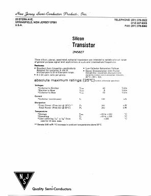 2N5827 Datasheet PDF New Jersey Semiconductor