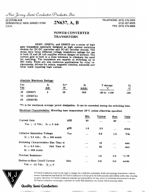 2N637A Datasheet PDF New Jersey Semiconductor