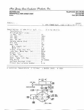 2N6687 Datasheet PDF New Jersey Semiconductor