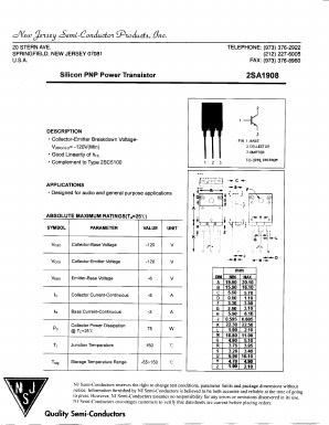 2SA1908 Datasheet PDF New Jersey Semiconductor