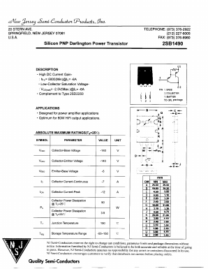 2SB1490 Datasheet PDF New Jersey Semiconductor