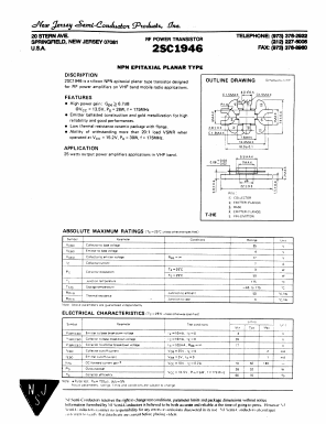 2SC1946 Datasheet PDF New Jersey Semiconductor