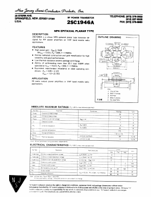 2SC1946A Datasheet PDF New Jersey Semiconductor