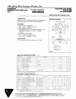 2SC3022 Datasheet PDF New Jersey Semiconductor