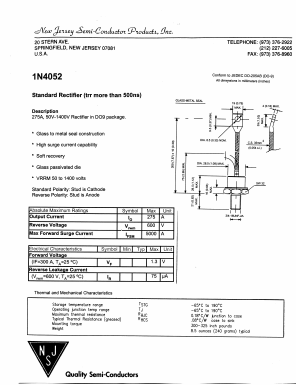 1N4052 Datasheet PDF New Jersey Semiconductor