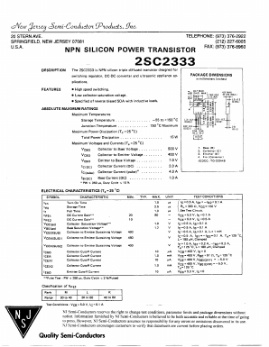 2SC2333 Datasheet PDF New Jersey Semiconductor