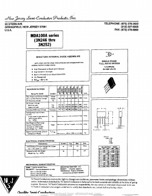 MDA104A Datasheet PDF New Jersey Semiconductor