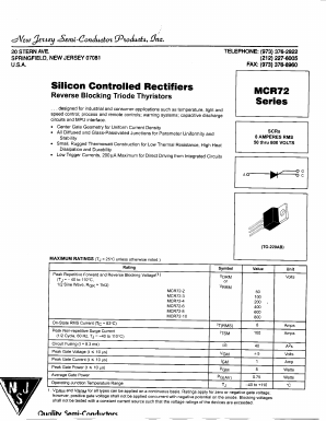 MCR72-3 Datasheet PDF New Jersey Semiconductor
