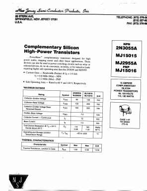 2N3055A Datasheet PDF New Jersey Semiconductor