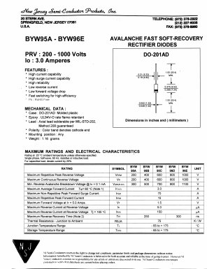 BYW95A Datasheet PDF New Jersey Semiconductor