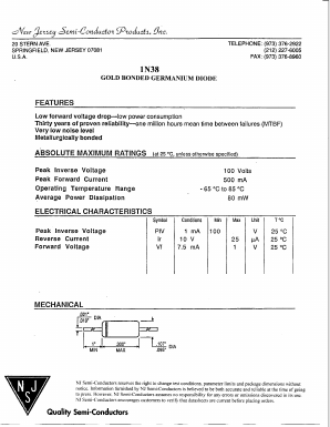 1N38 Datasheet PDF New Jersey Semiconductor