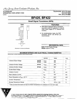BF422 Datasheet PDF New Jersey Semiconductor