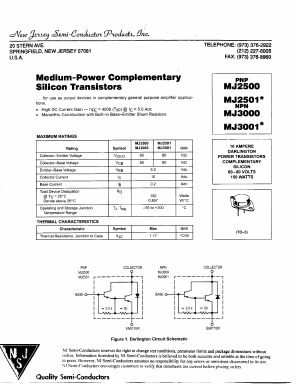 MJ3000 Datasheet PDF New Jersey Semiconductor