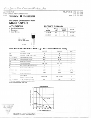 VN2222KM Datasheet PDF New Jersey Semiconductor