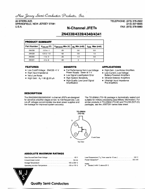 2N4340 Datasheet PDF New Jersey Semiconductor