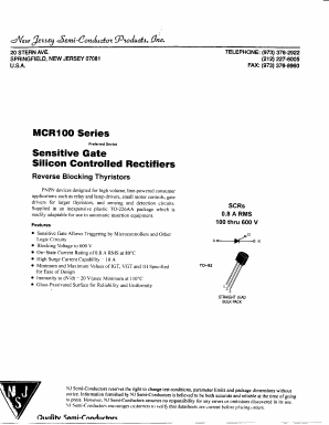 MCR100-6 Datasheet PDF New Jersey Semiconductor