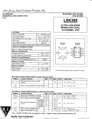 LSK389D Datasheet PDF New Jersey Semiconductor