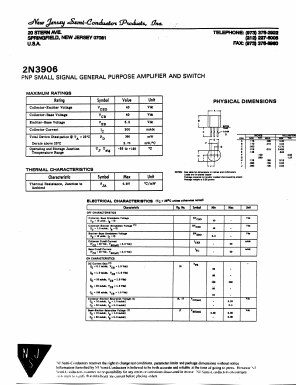 2N3906 Datasheet PDF New Jersey Semiconductor