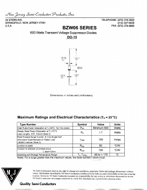 BZW06-15 Datasheet PDF New Jersey Semiconductor