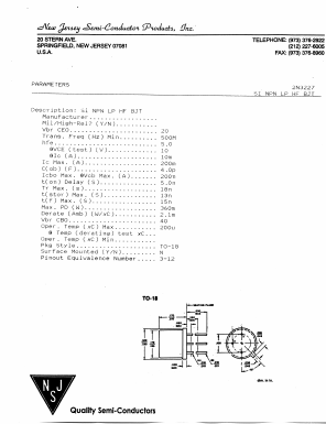 2N3227 Datasheet PDF New Jersey Semiconductor