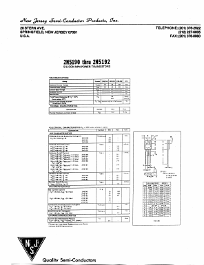 2N5192 Datasheet PDF New Jersey Semiconductor