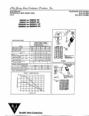 2N6040 Datasheet PDF New Jersey Semiconductor