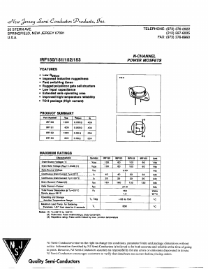 IRF150 Datasheet PDF New Jersey Semiconductor