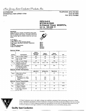 IRF611 Datasheet PDF New Jersey Semiconductor