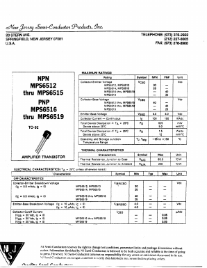 MPS6512 Datasheet PDF New Jersey Semiconductor